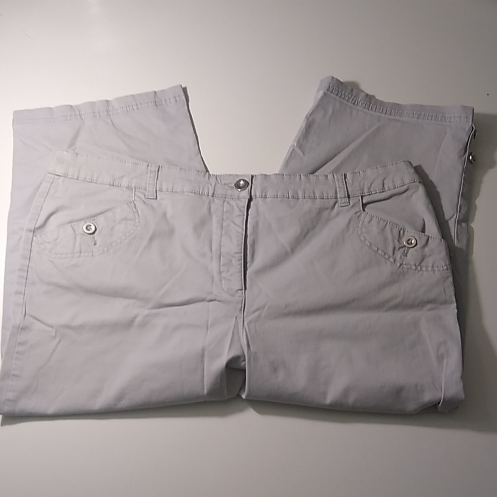 Grey Capris with button detail near cuff